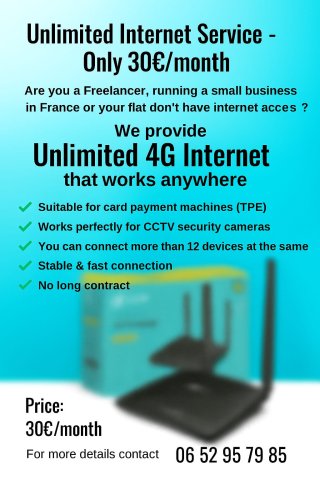 இணைய சேவை – மாதம் 30€ மட்டும்**