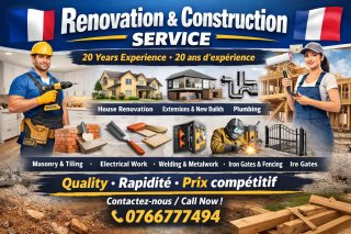 Renovation & Construction Service 🇫🇷 | 20 ans expérience | வீடு புதுப்பித்தல் & travaux bâtiment 🔧