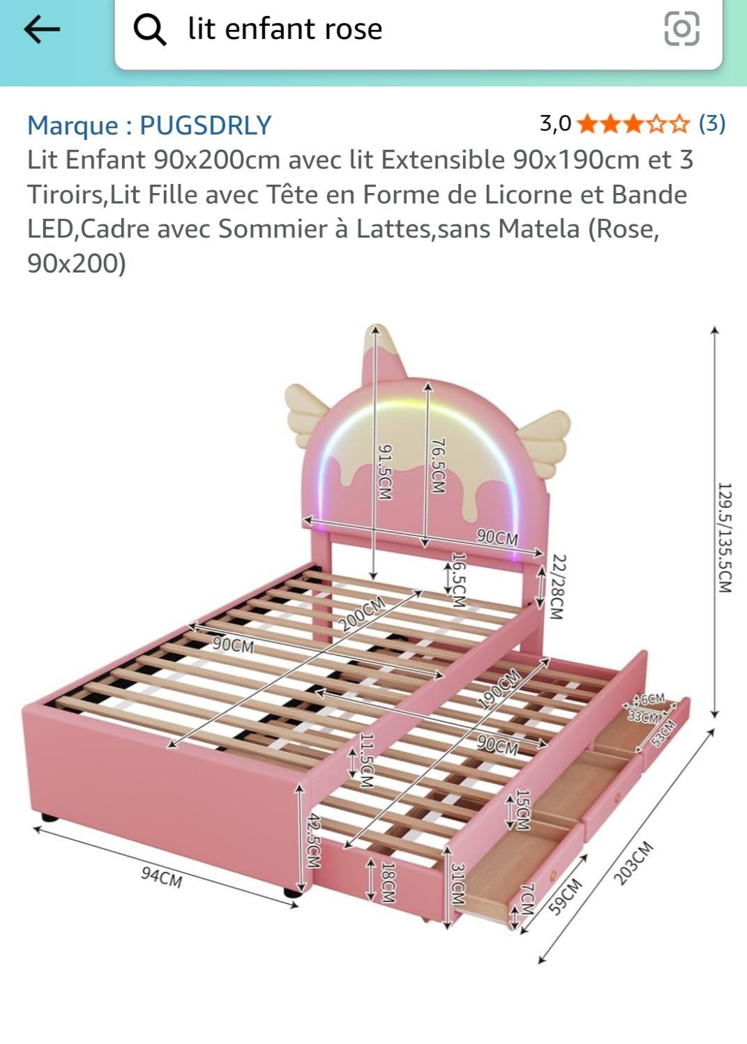 Lit enfant rose — 2/3