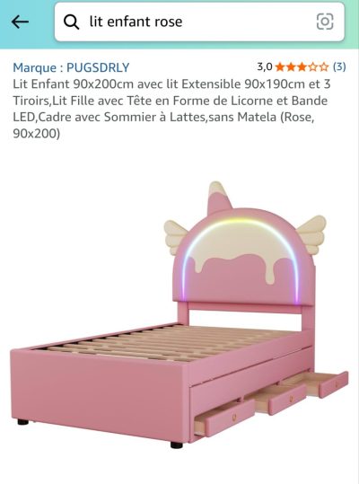 Lit enfant rose