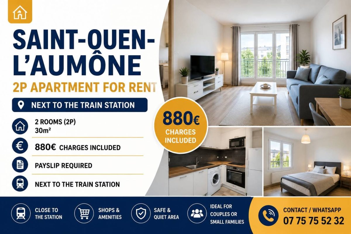 🏡✨ Saint-Ouen-l’Aumône – வீடு வாடகைக்கு Appartement à louer — 1/2