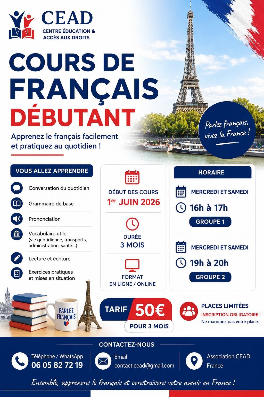 Cours de Français Débutant – Session Juin 2026 — 1/1