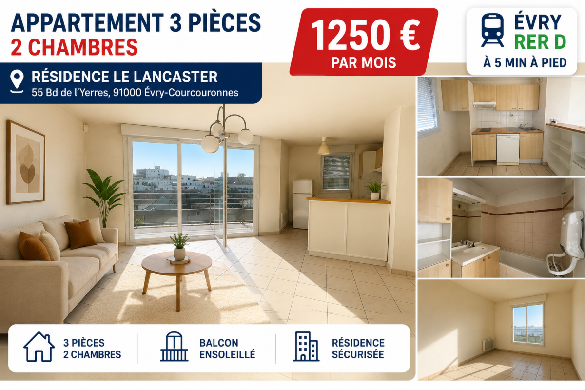 🏡 வீடு வாடகைக்கு- Appartement 3 Pièces — 1/5
